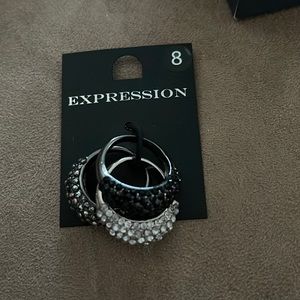 Set of three crystal pave rings